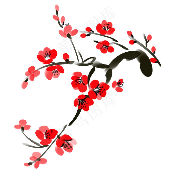 梅花植物水墨(2000X2000(DPI:300))psd模版下载