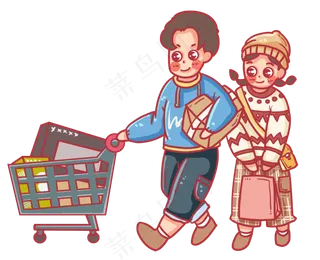 购物中的情侣开心