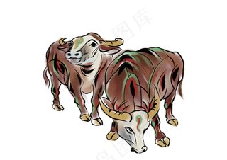 水墨牛年水墨牛