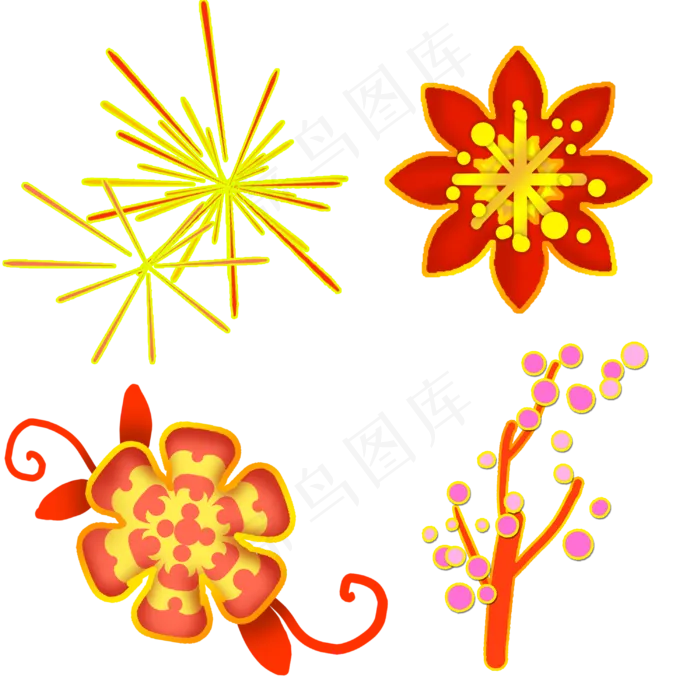 新年春节金边剪纸装饰(3000X3000(DPI:300))psd模版下载