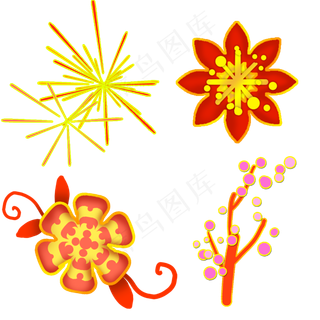 新年春节金边剪纸装饰