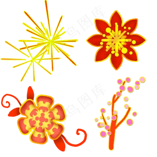 新年春节金边剪纸装饰