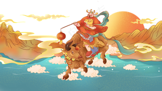 中国风国潮风2021牛年财神