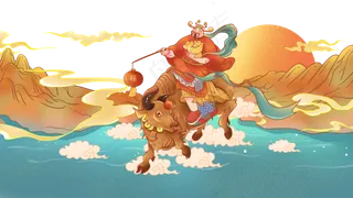 中国风国潮风2021牛年财神