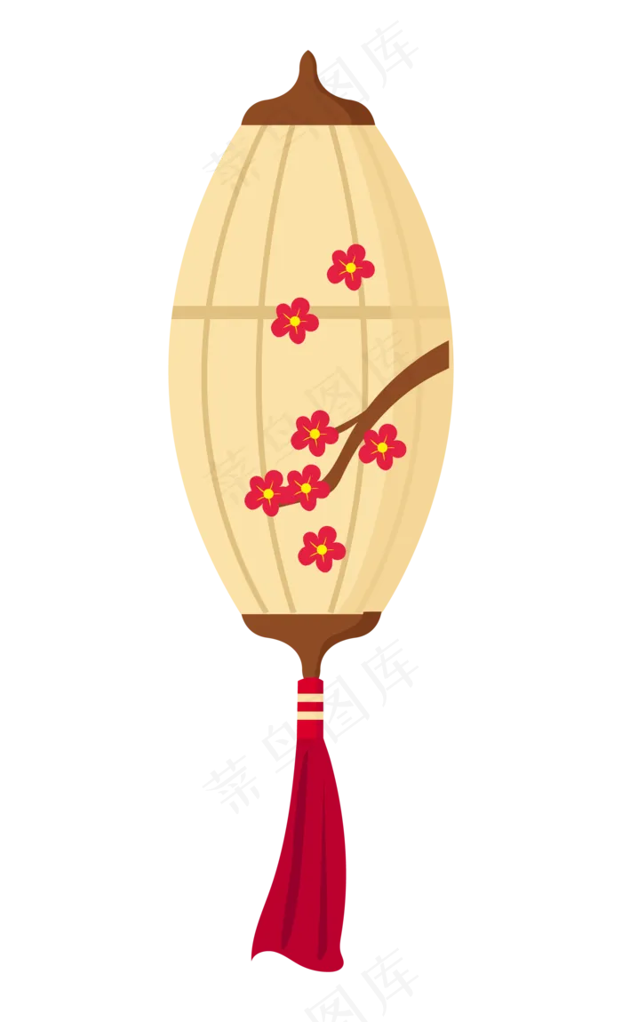 手绘新年梅花灯笼边框(2056X3377)