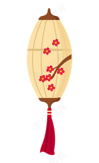 手绘新年梅花灯笼边框