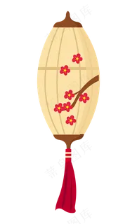 手绘新年梅花灯笼边框