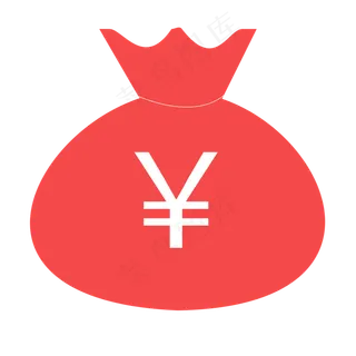 红色的金币袋子免抠图