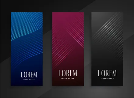 闪亮的线条式竖直横幅banner套装设计