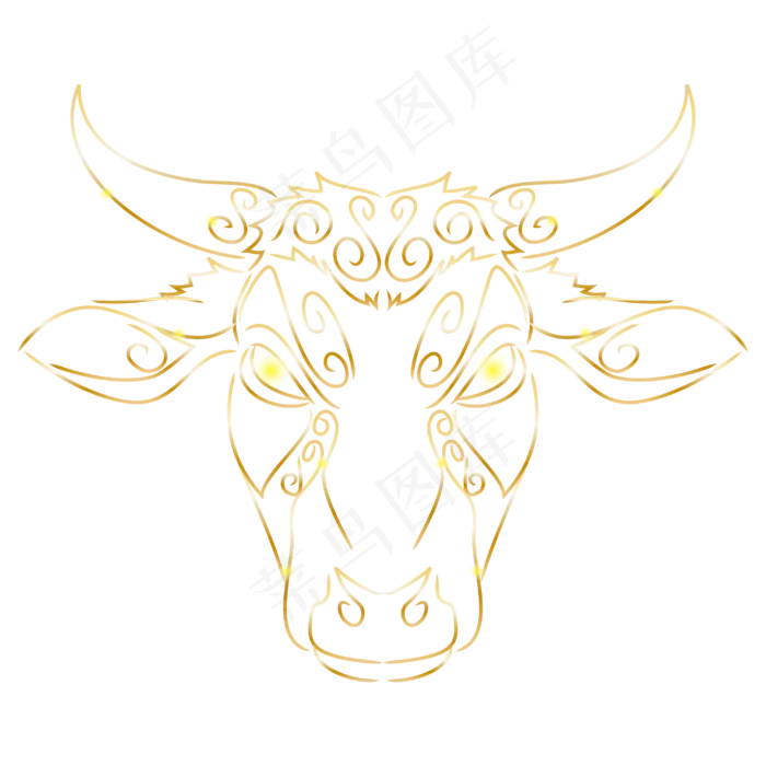 金色花纹牛头(3000X3000(DPI:300))ai矢量模版下载