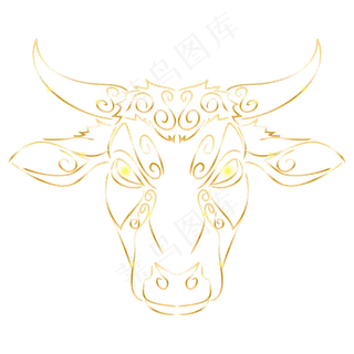 金色花纹牛头
