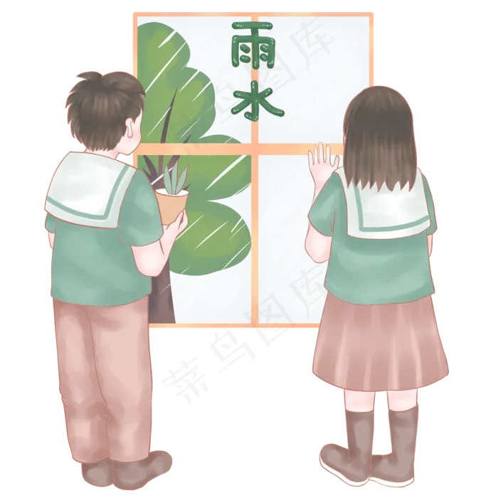 雨水主题之窗外风景,免抠元素