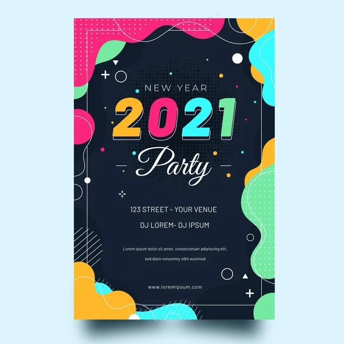 平面2021年新年派对宣传单,DM传单模板eps,ai矢量模版下载