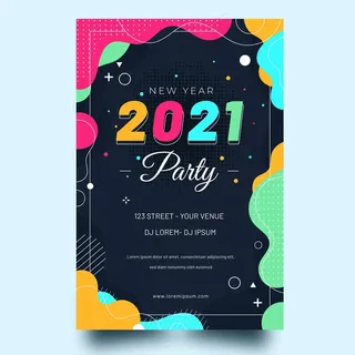 平面2021年新年派对宣传单,DM传单模板