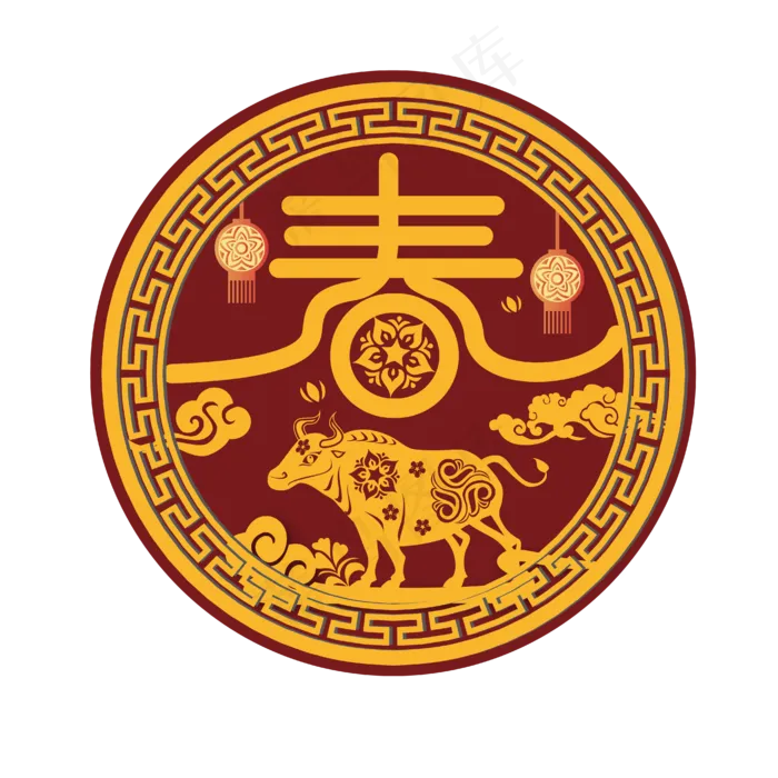 牛年春天创意字(3000X3000(DPI:300))ai矢量模版下载