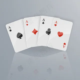 扑克牌落在浅色背景上。等距