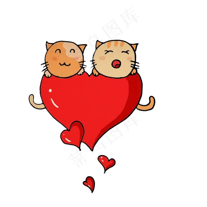 七夕情人节手绘小猫(1200X1200(DPI:96))psd模版下载