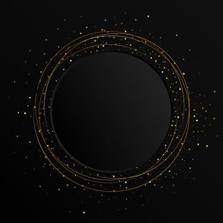 抽象的彩色金元素，在黑暗中闪烁背景.circle黑色横幅banner