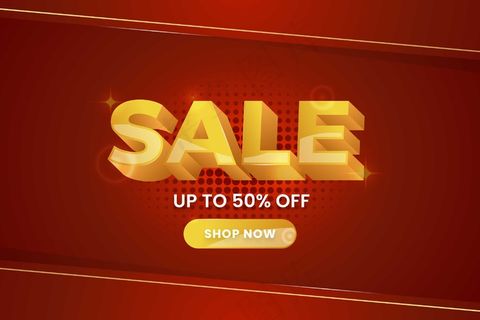 红色和金色的彩色3d销售背景