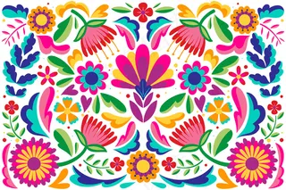 墨西哥平面设计抽象花卉背景