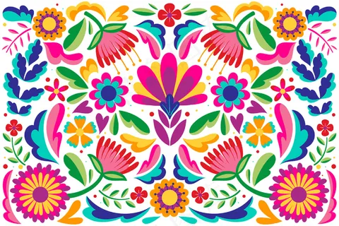 墨西哥平面设计抽象花卉背景 墨西哥平面设计抽象花卉背景