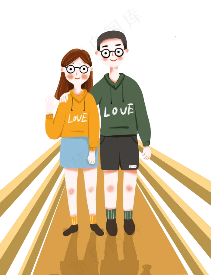 手绘七夕情人节桥上的情侣下载(3701X4824(DPI:300))psd模版下载
