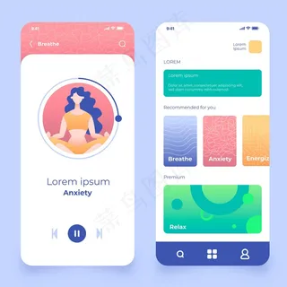冥想应用程序界面概念