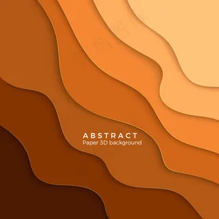 抽象的沙色背景。剪纸黄色渐变。分层黄色波浪纸。插图