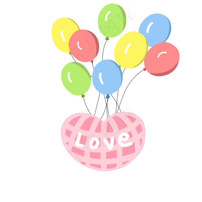 情人节爱心气球手绘装饰