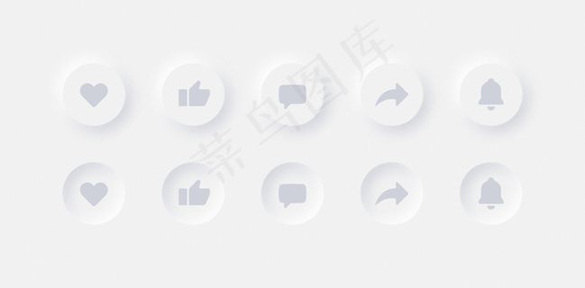Neumorphic ui ux设计元素youtube按钮,如不喜欢评论共享通知 Neumorphic ui ux设计元素youtube按钮,如不喜欢评论共享通知