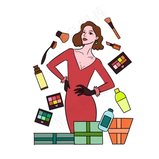 手绘卡通双十一购物双11美容美妆