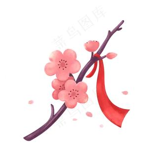 装饰图案之手绘风梅花免抠素材