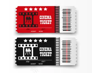 透明背景的电影票。逼真的电影院门票。