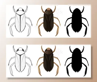 在白色背景上的三种风格的水船夫一套