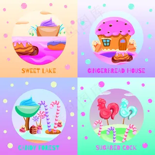 童话般的烛台旗帜banner套装