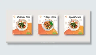 食品销售模板和社交媒体横幅banner模板
