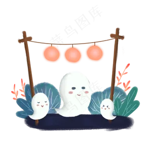 中元节可爱的小幽灵