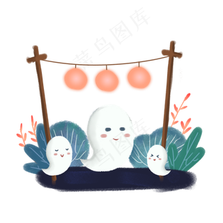 中元节可爱的小幽灵