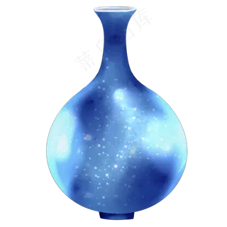 中国风绘制古董玉花瓶,免抠元素