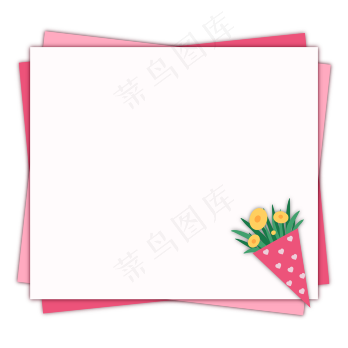 七夕情人节花卉装饰粉色边框(2000X2000(DPI:300))psd模版下载