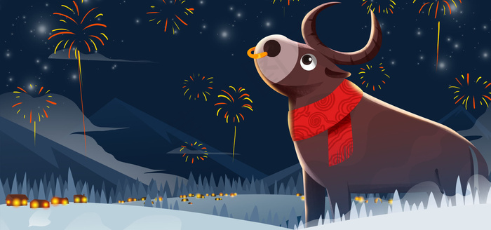 2021新年春节卡通海报背景