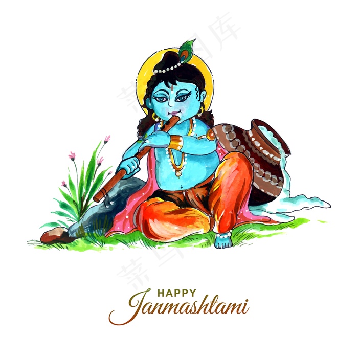 Shree 克里希纳 janmashtami 节日卡背景