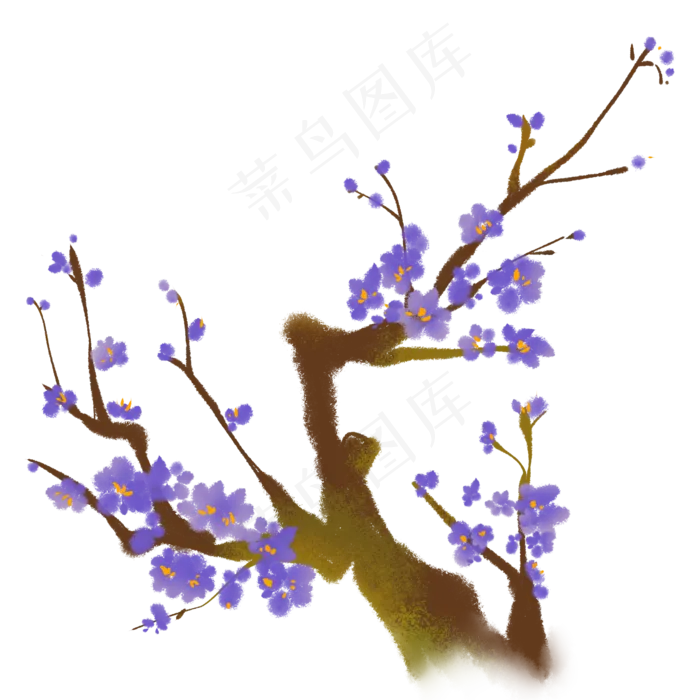 水墨蓝色梅花(2150X2150(DPI:299))psd模版下载