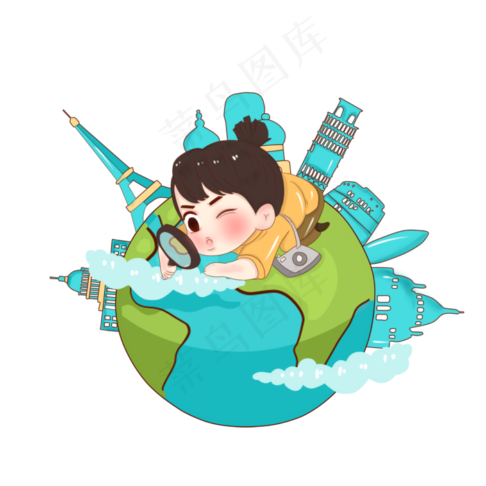 卡通手绘国庆节出游