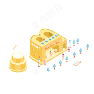 2.5D广场中秋献礼小清新可商