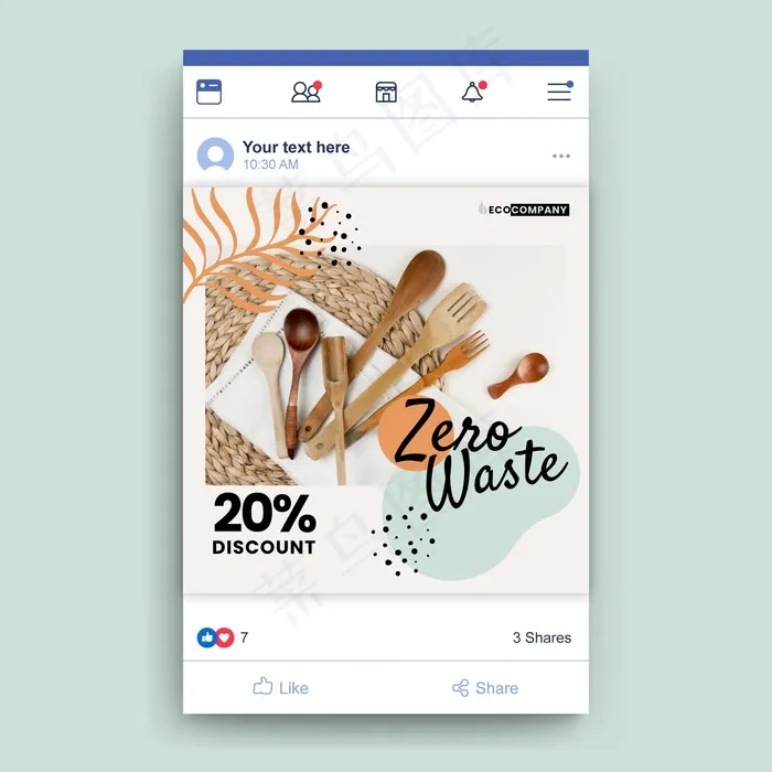 Facebook零浪费帖子eps,ai矢量模版下载