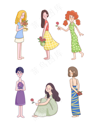 七夕情人节玫瑰花女孩裙子浪漫可