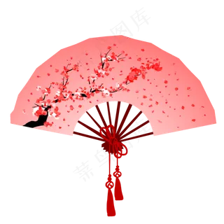 中国古风红色梅花折扇