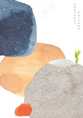 抽象艺术背景，具有日本风格的水彩纹理。当代艺术模板插图。