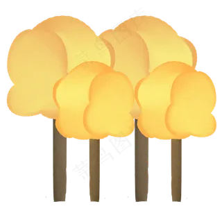 卡通黄了的树免扣图